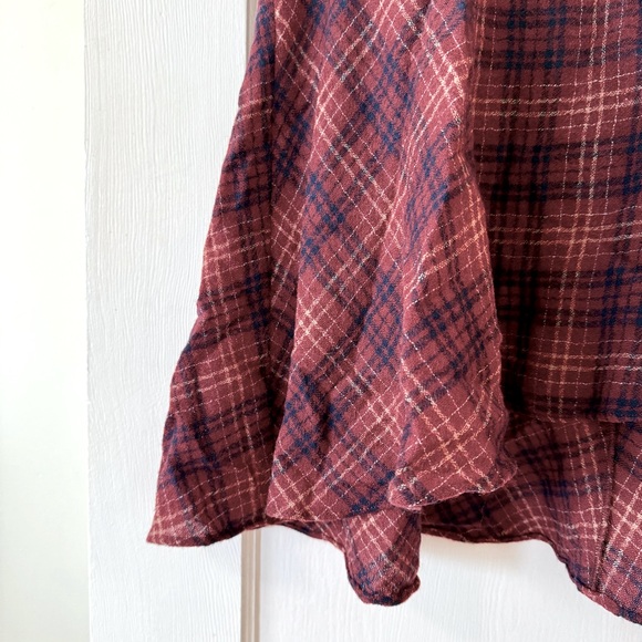 Anthropologie | Maeve red/navy plaid wool flared skirt 6 - Picture 7 of 13